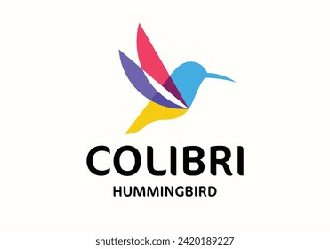 colibri colibri solapamiento de color icono de diseño vectorial