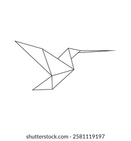 Hummingbird Colibri Polygonal Lines, can use for Logo, Pictogram, Bird Figure, Website, Apps, or Graphic Design Element. Vector Illustration