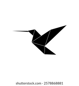 Hummingbird Colibri Shape Inspired by Origami Form, can use for Logo, Pictogram, Bird Figure, Website, Apps, or Graphic Design Element. Vector Illustration