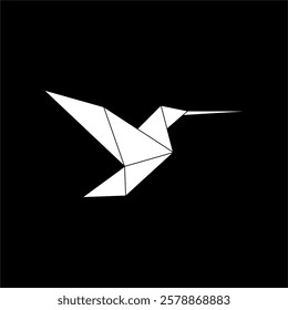 Hummingbird Colibri Shape Inspired by Origami Form, can use for Logo, Pictogram, Bird Figure, Website, Apps, or Graphic Design Element. Vector Illustration