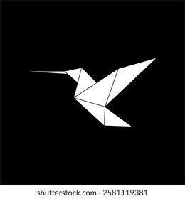 Hummingbird Colibri Shape Inspired by Origami Form, can use for Logo, Pictogram, Bird Figure, Website, Apps, or Graphic Design Element. Vector Illustration