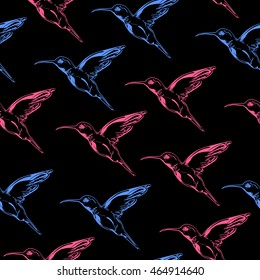 Hummingbird (colibri) vector illustration seamless