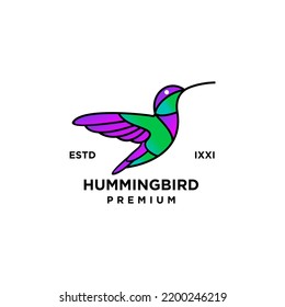 Hummingbird color full logo icon design illustration