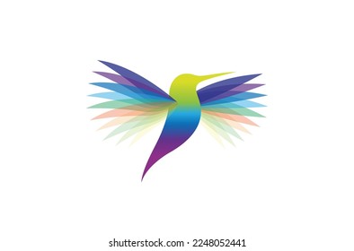  Hummingbird Colorful Bird Logo Vector Symbol Icon Sign Illustration	