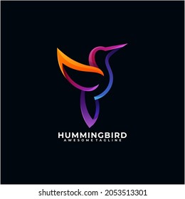 Hummingbird colorful logo design template