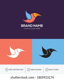 Hummingbird colorful logo design vector