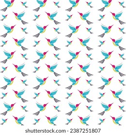 Hummingbird bunter, realistisch nahtloser Muster, trendiger Vektorgrafik-Hintergrund
