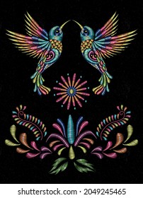 hummingbird colors stitches graphic design