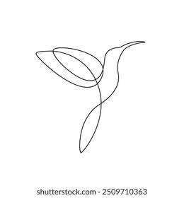 Hummingbird Continuous Line Art Drawing. One Line Art Minimalist Style of Simple Bird. Good for Wall Art, Print, Poster. Abstract Minimal Trendy Modern Drawing. Vector EPS 10