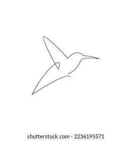 Hummingbird Continuous Line Drawing. Bird Logo Contour Drawing. Single Line Illustration. 