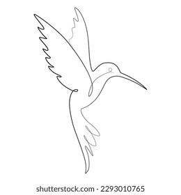 Hummingbird continuous one line drawing for company business logo. Bird minimalist Logo Contour Drawing. Single line draw vector illustration. 