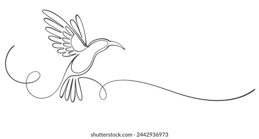 Hummingbird continuous one line drawing for company business logo. Bird minimalist line art