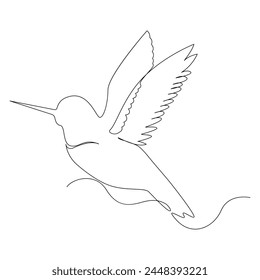 Hummingbird Continuous one line drawing illustration art vector design