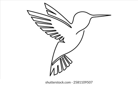 Hummingbird continuous one line drawing. Flying animal concept Single line. Bird line art drawing. Tropical Bird One Line Art Drawing.
Abstract Minimalist illustration.