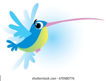 Hummingbird cute cartoon on white background