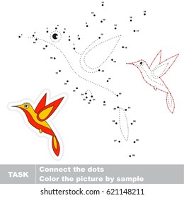 Hummingbird. Dot to dot educational game for kids.