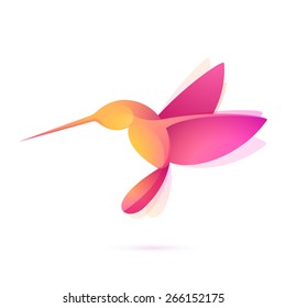 Hummingbird in flight volume character logo icon symbol in vector