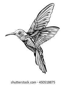 Black Wite Illustration Bird Sketch Tattoo Stock Illustration 1385182196