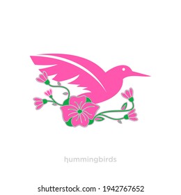 Hummingbird with flower concept design vector