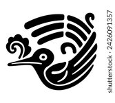 Hummingbird with flower pattern, symbol of ancient Mexico. Decorative Aztec clay stamp motif, found in pre-Columbian Yucatan. The name of the Aztec god Huitzilopochtli means Hummingbird of the South.