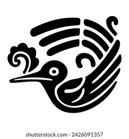 Hummingbird with flower pattern, symbol of ancient Mexico. Decorative Aztec clay stamp motif, found in pre-Columbian Yucatan. The name of the Aztec god Huitzilopochtli means Hummingbird of the South.