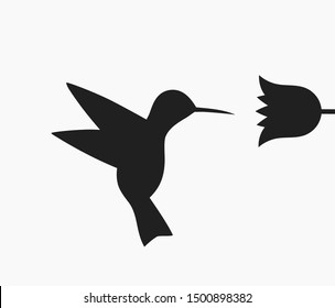 Hummingbird and flower shape icon. Vector illustration.