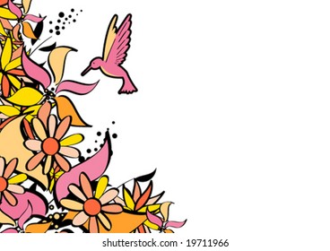 Hummingbird and Flowers