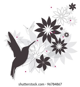hummingbird and flowers