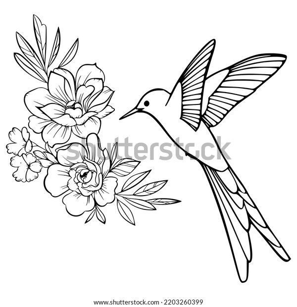 Hummingbird Flowers Silhouette Hummingbird Vector Stock Vector (Royalty ...