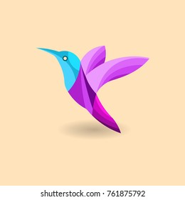 hummingbird fly colorful vector logo