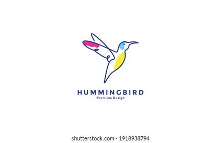 hummingbird fly line colorful logo symbol vector icon design illustration