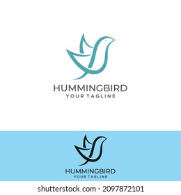 Hummingbird flying, abstract logo concept
