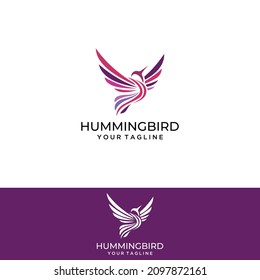 Hummingbird flying, abstract logo concept