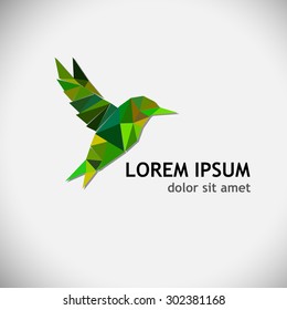 hummingbird flying bird logo of triangles. Vector