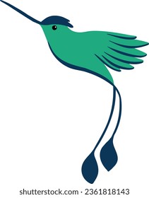 Colibrí volando. Ilustración vectorial de corte