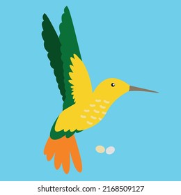 Colibrí volando con las alas