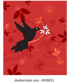 hummingbird with foliage