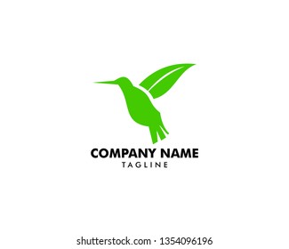 Hummingbird green leaf logo icon designs vector illustration