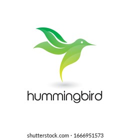 Hummingbird green leaf logo icon designs vector illustration, Vector Template