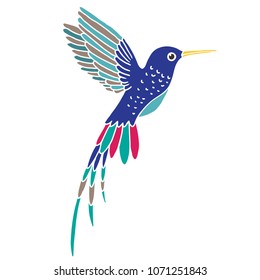 Hummingbird. Hand drawn isolated on white background