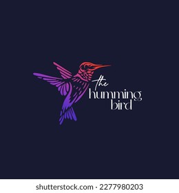 Hummingbird icon logo concept with colorful gradient style vector illustration