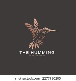 Hummingbird icon logo concept with luxury gold color vector illustration