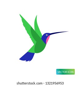 Hummingbird icon or logo design Vector image on white background. Isolated colibri symbol vector illustration. Vector image simple flat style .