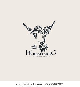 Hummingbird icon logo with modern vintage style vector illustration