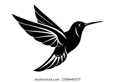 Un Vector de la silueta del logotipo del colibrí en el fondo blanco