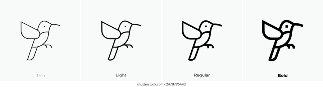 hummingbird icon. Thin, Light Regular And Bold style design isolated on white background