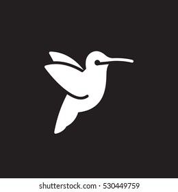 Hummingbird icon vector, filled flat sign, solid pictogram isolated on black. Symbol, logo illustration