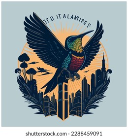 hummingbird illustration vector image for t-shirt design