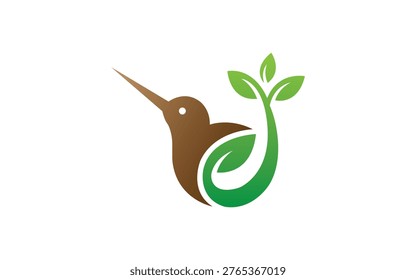 Hummingbird Leaf Nature Eco Friendly Energy Concept Logo Design