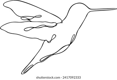 Hummingbird Line Art | Continuous Line Bird Design